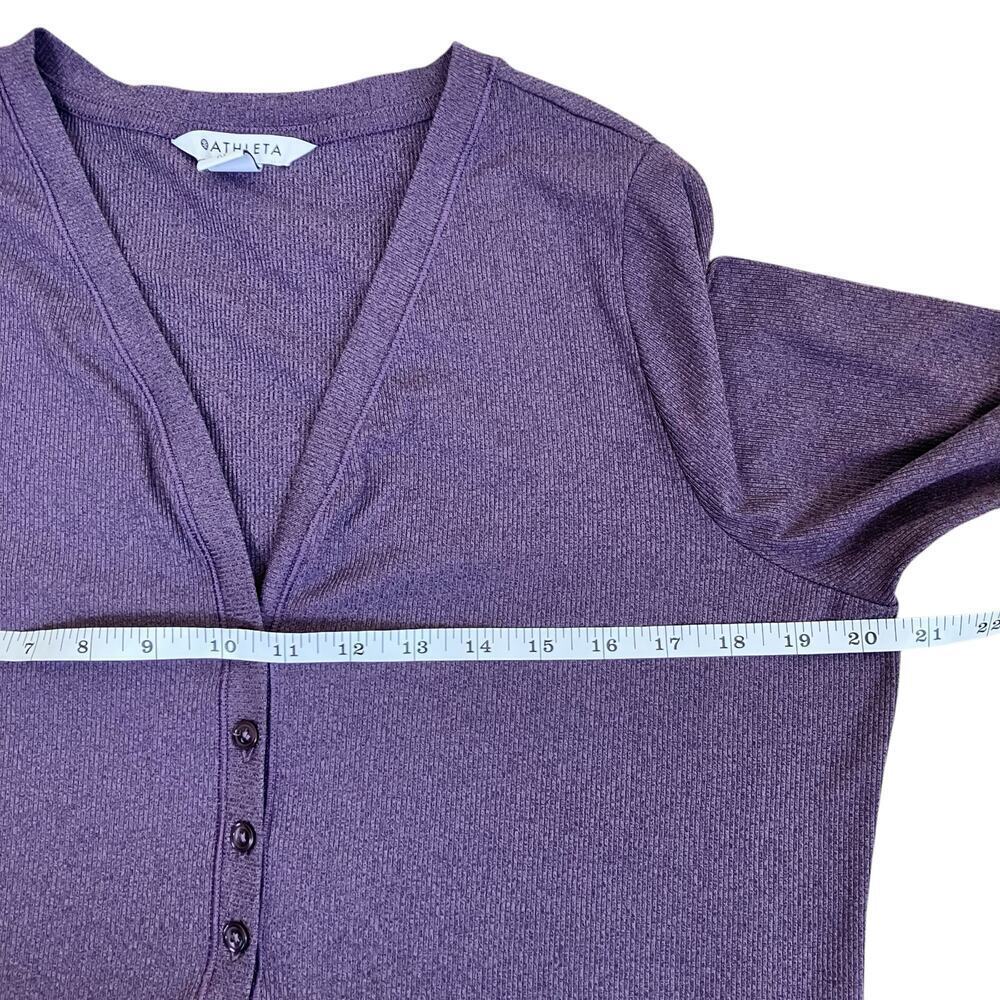 Athleta Sz XL Uptempo Ribbed Henley Top in Regal Plum Purple Stretchy Fitted - Picture 9 of 16